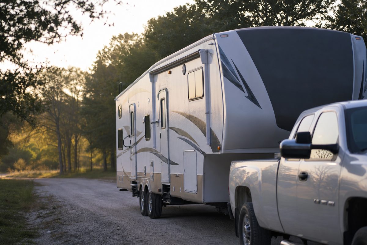 A repaired rig back on the road