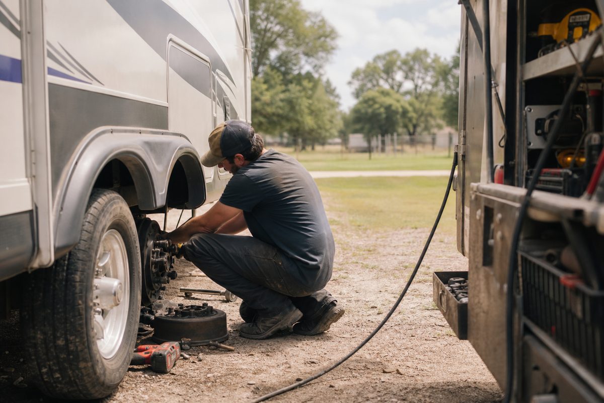 Brake service on a travel trailer