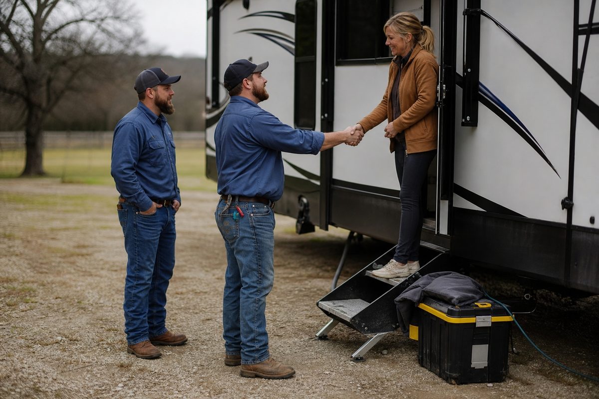 The team finishing a mobile visit